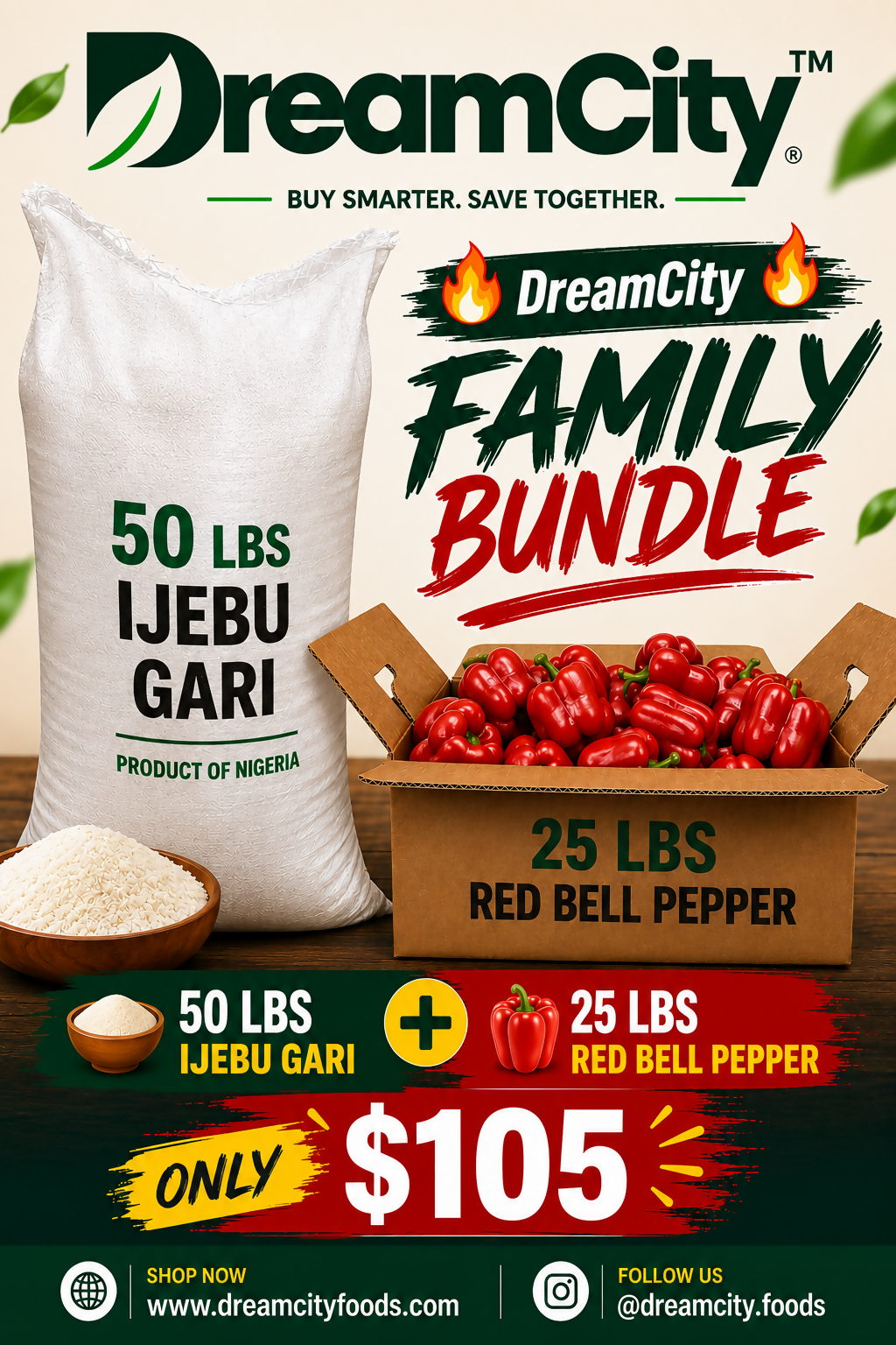 50 LB IJebu Gari + 1 Red Bell